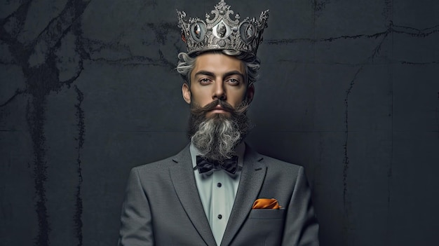 Photo a man wearing a crown and a suit