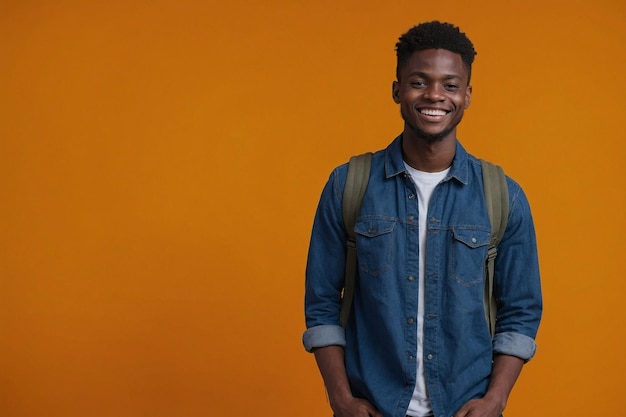 a man wearing a denim jacket with a denim jacket on