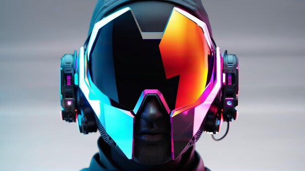 Man Wearing Futuristic Helmet and Goggles