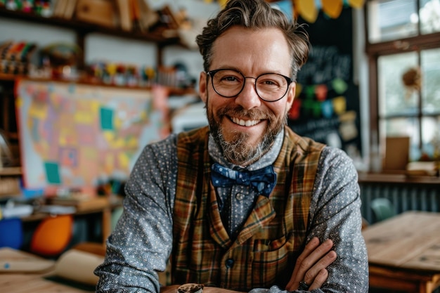 Man Wearing Glasses and Bow Tie