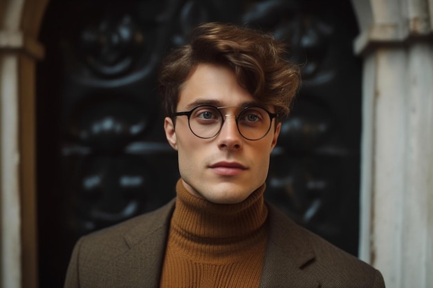 A man wearing glasses from the brand tortoise