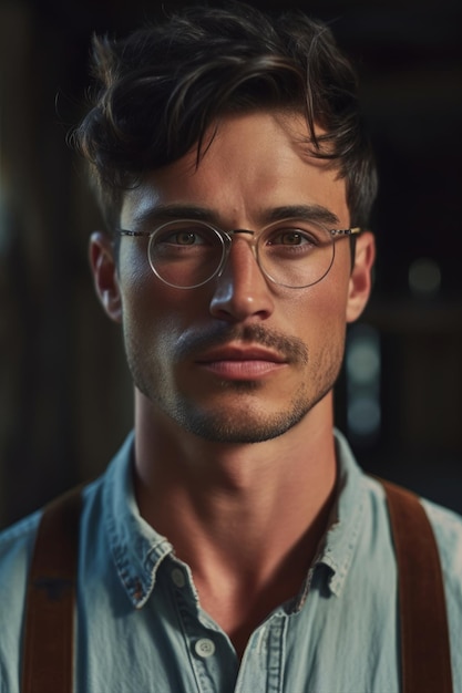 Photo a man wearing glasses for men