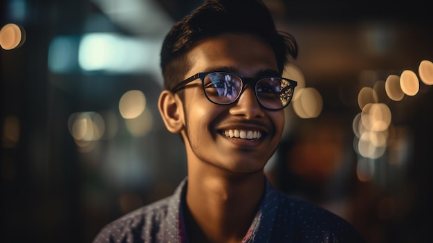 A man wearing glasses that say'i am a god '