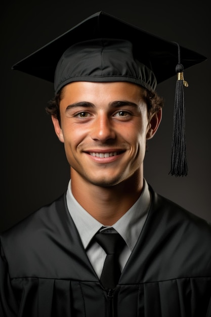 Photo a man wearing a graduation cap and gown
