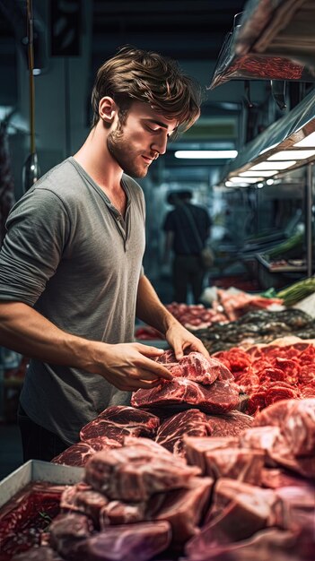 Foto un uomo che indossa una camicia grigia