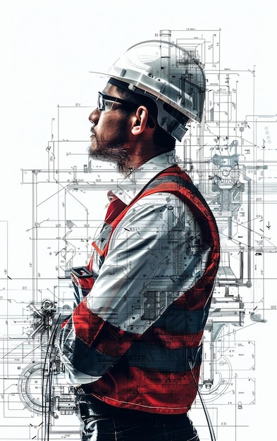 A man wearing a hard hat and glasses