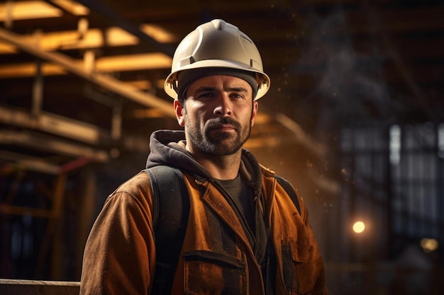 a man wearing a hard hat and jacket