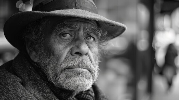 Фото man wearing hat in black and white generative ai