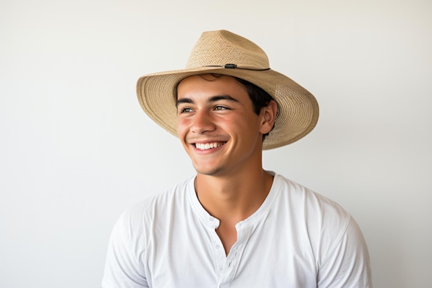 A man wearing a hat and smiling for the camera