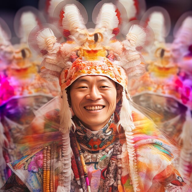 a man wearing a hat that says  happy  on it