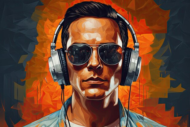 A man wearing headphones and a pair of sunglasses ai generated