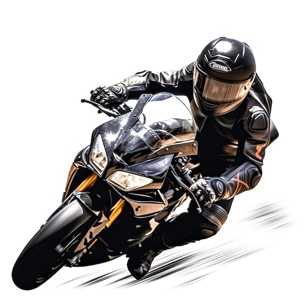 A man wearing a helmet and gloves is racing a motorcycle.