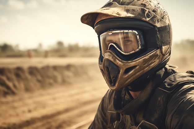 A man wearing a helmet and goggles is riding a motorcycle.