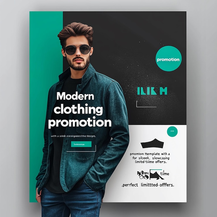 Photo a man wearing a jacket that says modern fashion