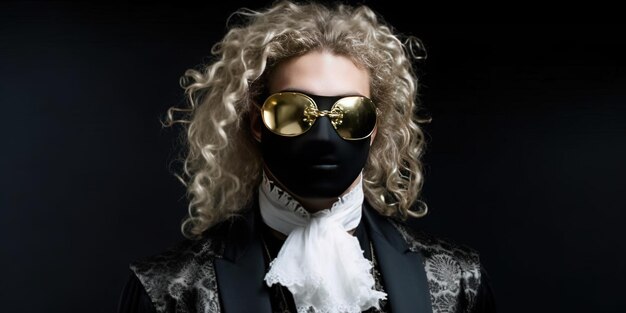 a man wearing a mask and a mask with a black mask on it