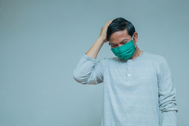man wearing a mask wearing a headache