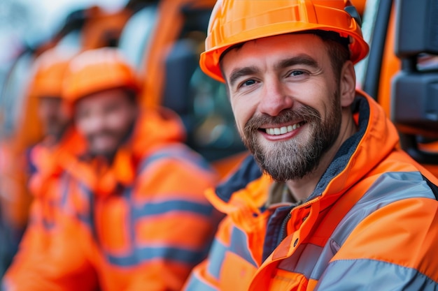 Man Wearing Orange Safety Vest and Helmet