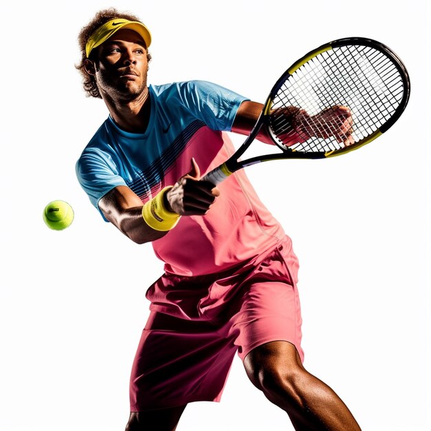 A man wearing a pink shirt with the word " on it "