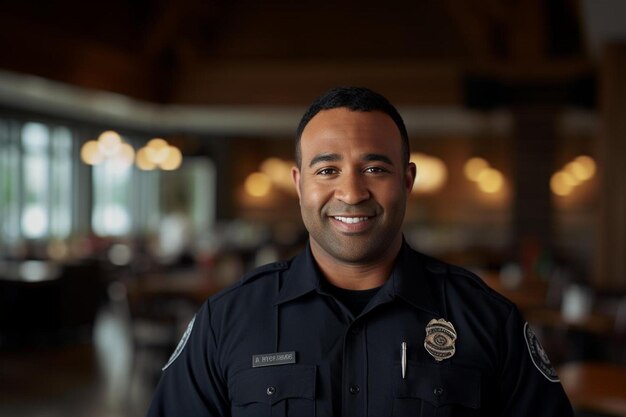 Photo a man wearing a police uniform smiles at the camera