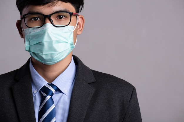 Man wearing Protective face mask, Coronavirus and pm 2.5 fighting