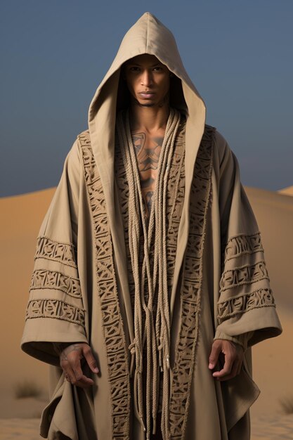 Photo a man wearing a robe and a hood