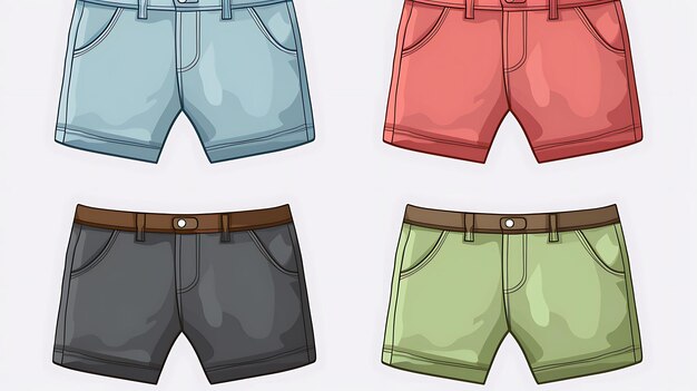 Photo man wearing short pants of many colors in a basic vintage cartoon vector