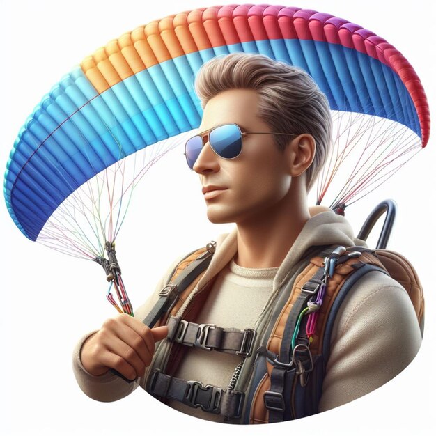 Photo a man wearing sunglasses and a parachute