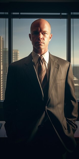 Photo a man wearing a tie with a striped shirt.