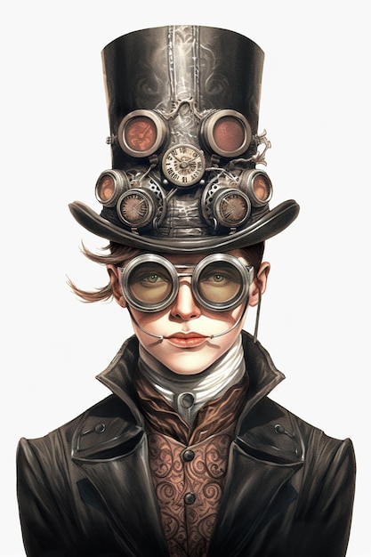 A man wearing a top hat and goggles Generative AI image