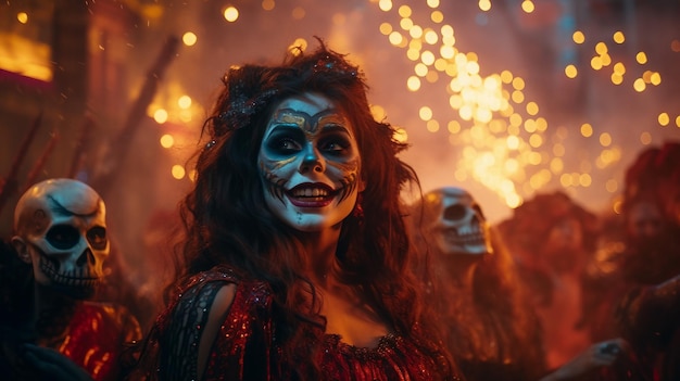 Man Wearing a Top Hat and Skeleton Makeup for Halloween Costume Halloween