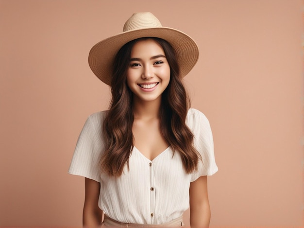 A man wearing trendy high quality orange printed clothes and round hat fashion photography