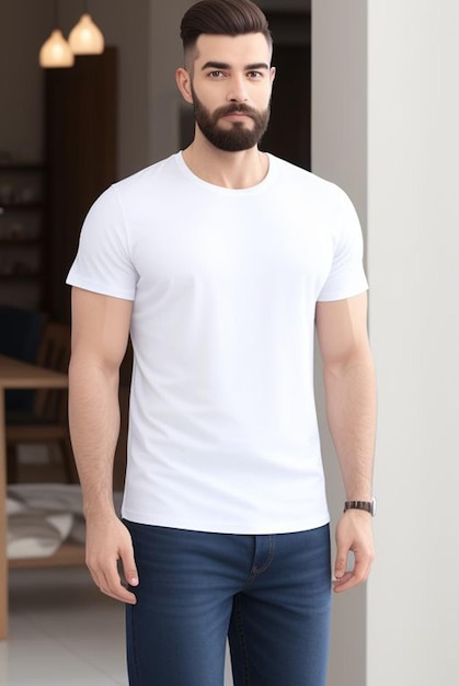 Man wearing tshirt t shirt mockup