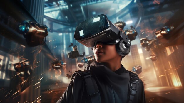 A man wearing a virtual reality headset exploring a digital environment