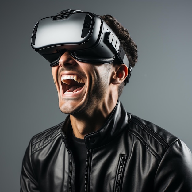 Man Wearing Virtual Reality Headset