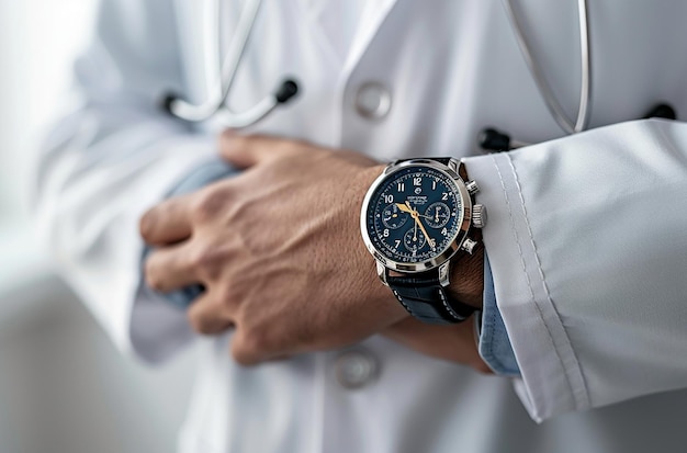 Photo a man wearing a watch that says  time  on the face