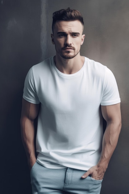 Man wearing a white t shirt