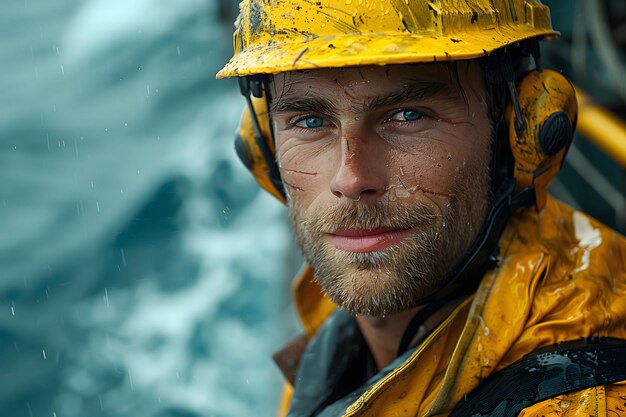 Man Wearing Yellow Hard Hat and Jacket