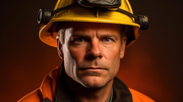 A man wearing a yellow hard hat and a yellow hard hat.