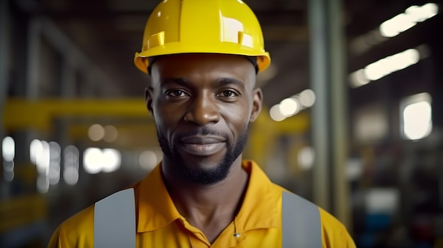 A man wearing a yellow hard hat