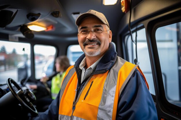 Photo a man wearing a yellow vest that says  the word  on it