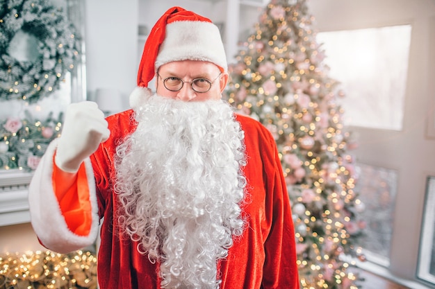 Man wears Santa Claus costume