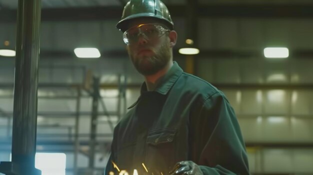 a man welding in a factory