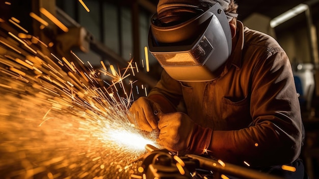 a man welding with sparks