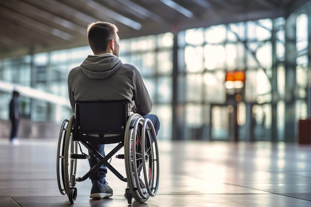 Man in Wheelchair Inside Building