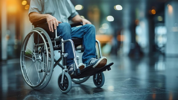 Man in Wheelchair Inside Building