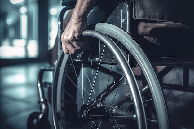 A man in a wheelchair is holding the wheel.