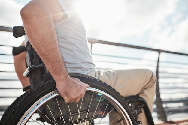 Man in Wheelchair in Sunlight Close Up