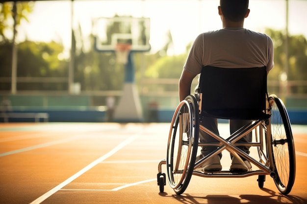 Man in Wheelchair on Tennis Court