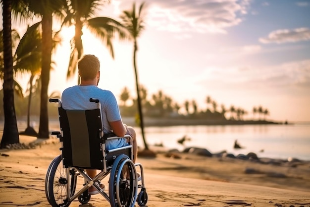 Man in Wheelchair Watching Sunset