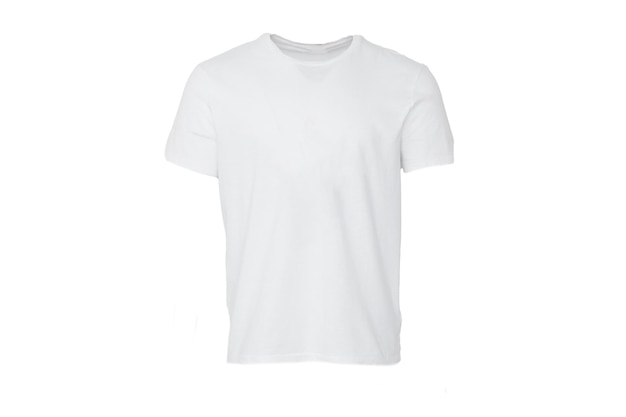 Man on white background copy space on tshirt